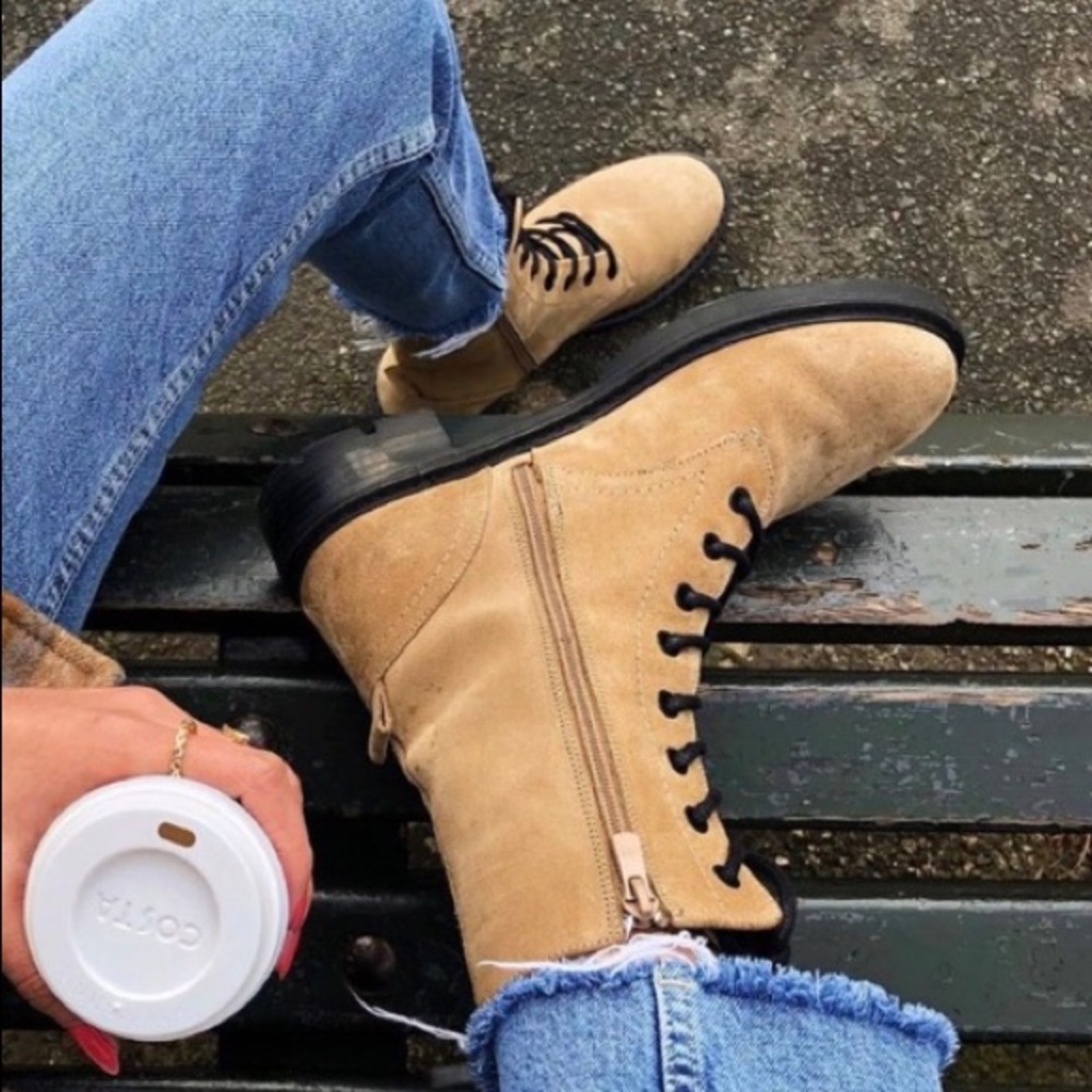 ZARA SUEDE LT. BROWN HIGH TOP BOOTS-NWT-Sz 6